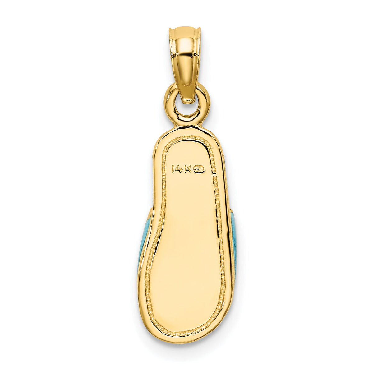 14k  3D W/ Aqua Enamel Summer Slipper Charm-K6641