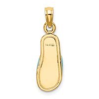 14k  3D W/ Aqua Enamel Summer Slipper Charm-K6641