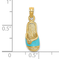 14k  3D W/ Aqua Enamel Summer Slipper Charm-K6641