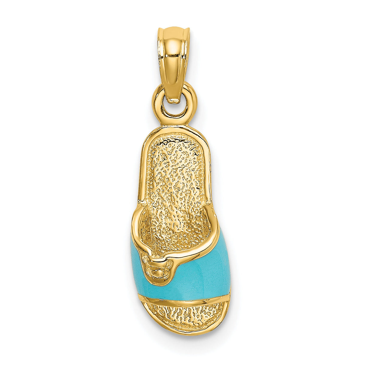 14k  3D W/ Aqua Enamel Summer Slipper Charm-K6641