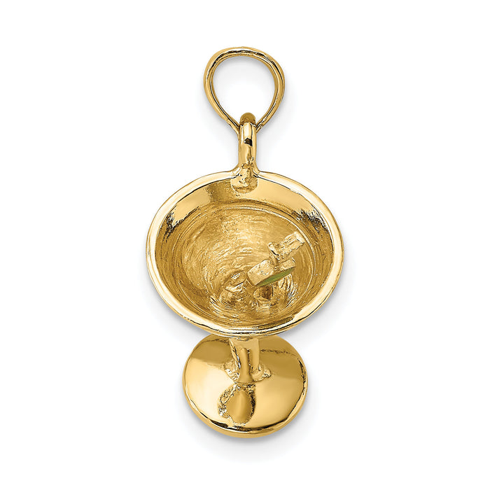14K 3-D Martini w/Olive Charm-K6643