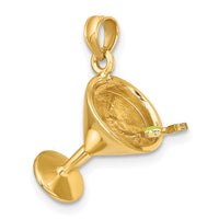 14K 3-D Martini w/Olive Charm-K6643