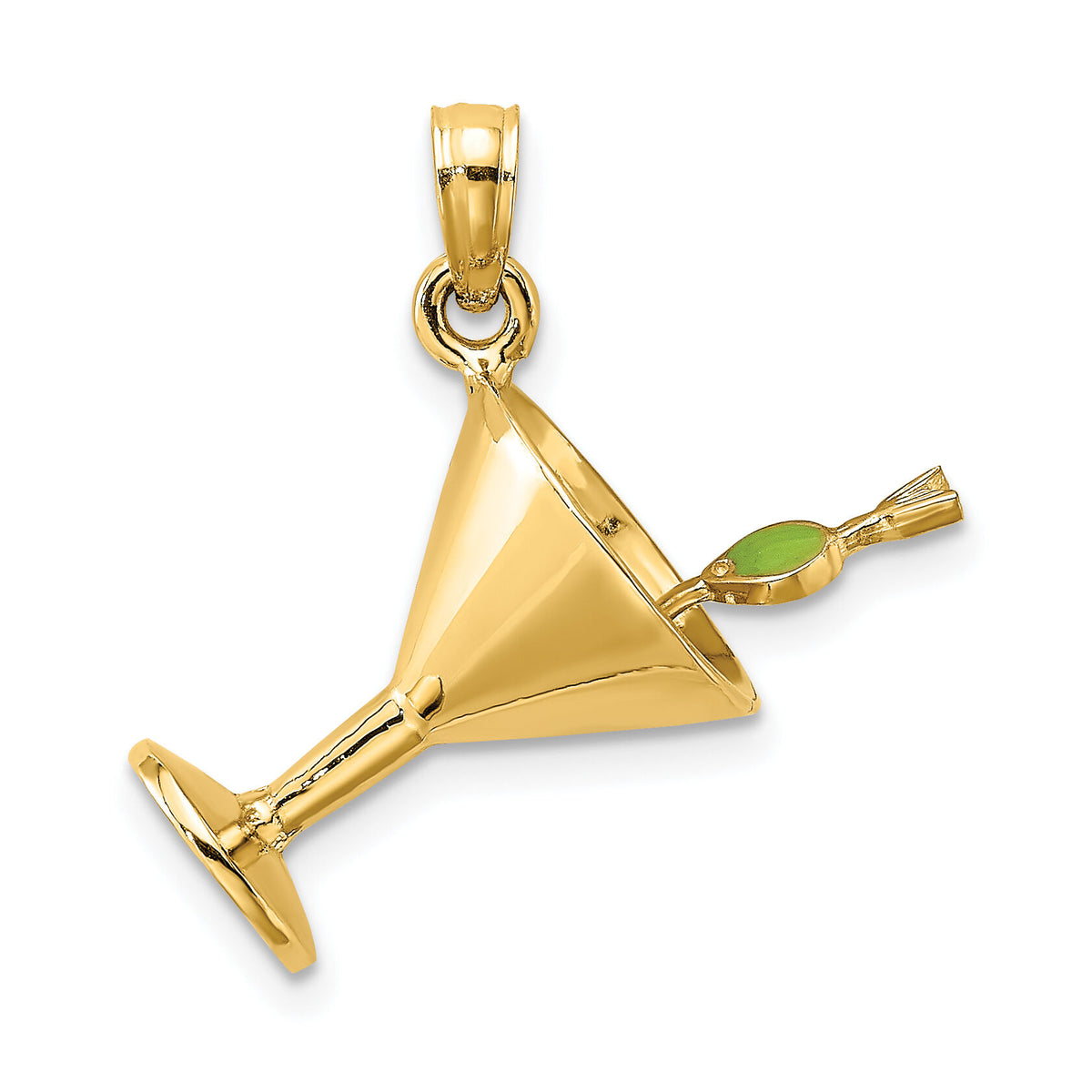 14K 3-D Martini w/Olive Charm-K6643
