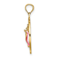 14K ANTIGUA, WI Circle w/ Enamel Conch Shell Charm-K6646