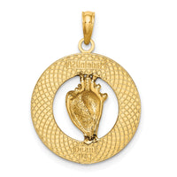 14K ANTIGUA, WI Circle w/ Enamel Conch Shell Charm-K6646