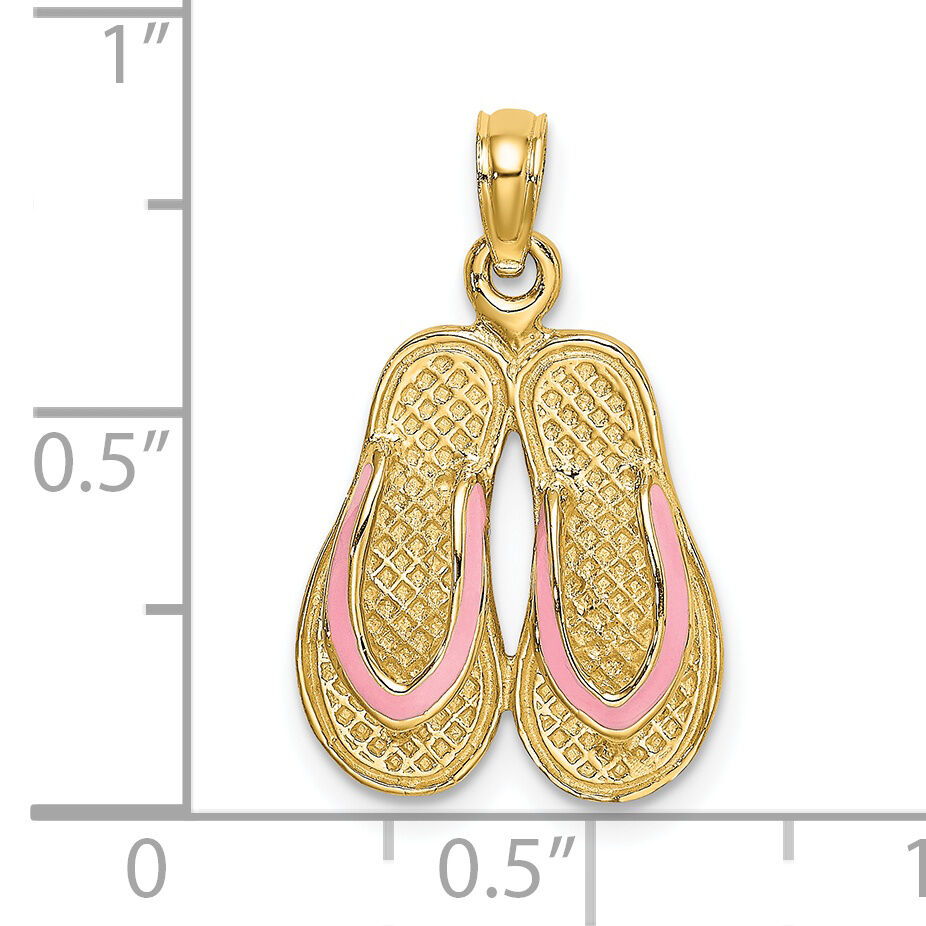 14k  3D W/ Pink Enamel Double Flip-Flop Charm-K6659