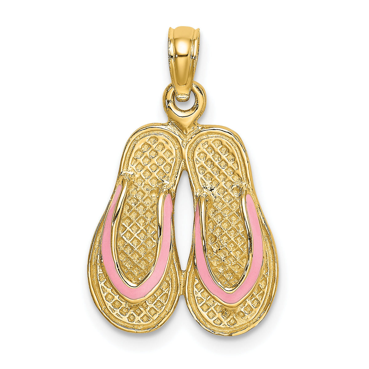 14k  3D W/ Pink Enamel Double Flip-Flop Charm-K6659