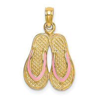 14k  3D W/ Pink Enamel Double Flip-Flop Charm-K6659