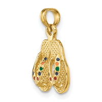 14k  3D W/ Multi-Color Enamel Double Flip-Flop Charm-K6663