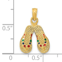 14k  3D W/ Multi-Color Enamel Double Flip-Flop Charm-K6663
