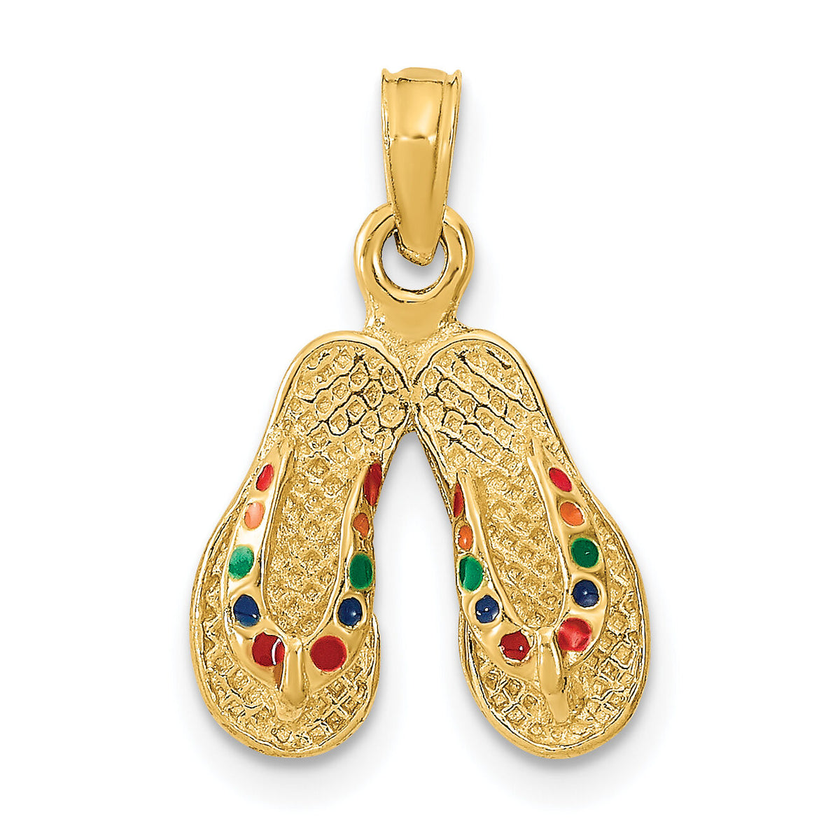 14k  3D W/ Multi-Color Enamel Double Flip-Flop Charm-K6663