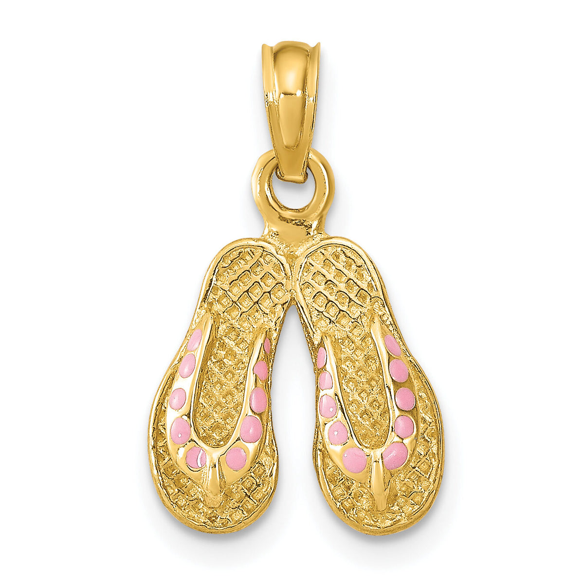 14k  3D W/ Pink Enamel Double Flip-Flop Charm-K6664