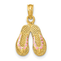 14k  3D W/ Pink Enamel Double Flip-Flop Charm-K6664