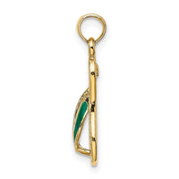 14k  3D W/ Green Enamel Single Flip-Flop Charm-K6668