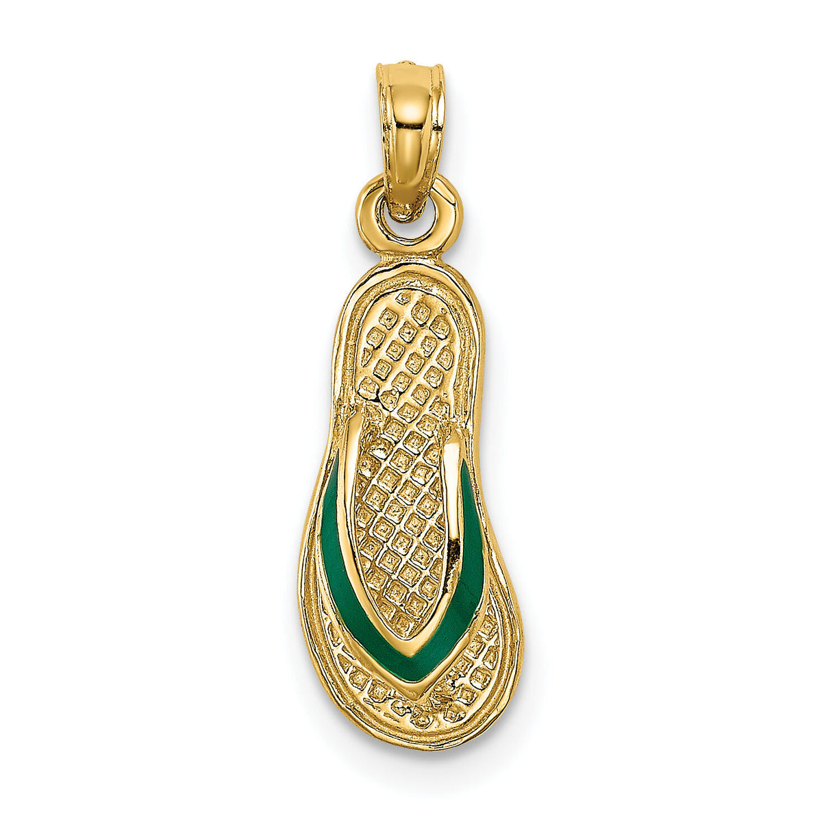 14k  3D W/ Green Enamel Single Flip-Flop Charm-K6668