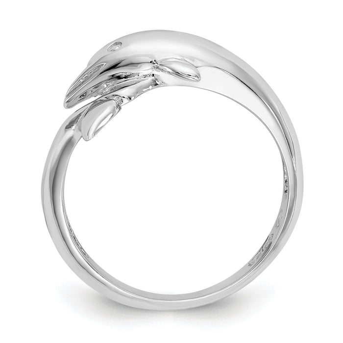 14k White Gold Dolphin Ring-K667