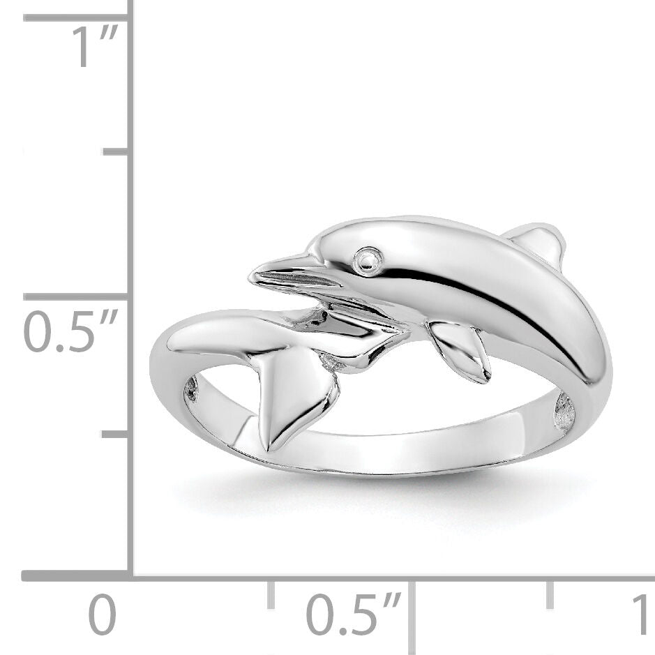 14k White Gold Dolphin Ring-K667