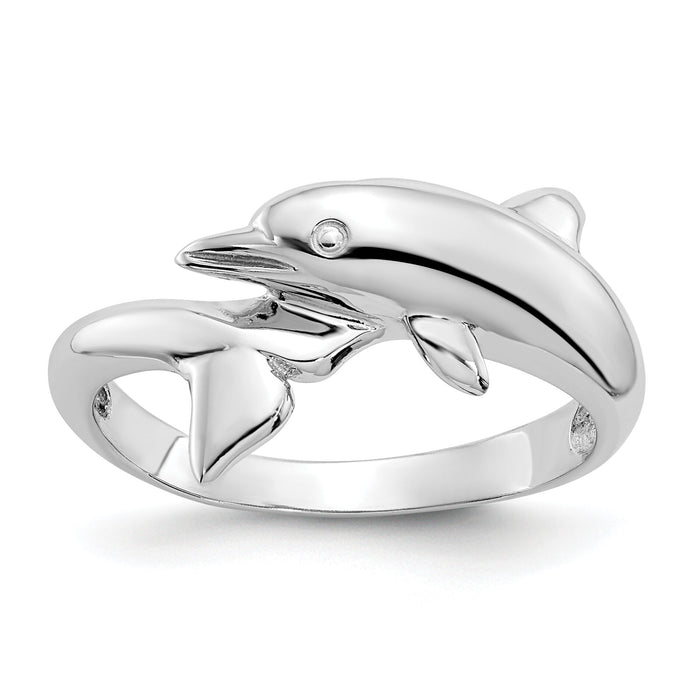 14k White Gold Dolphin Ring-K667
