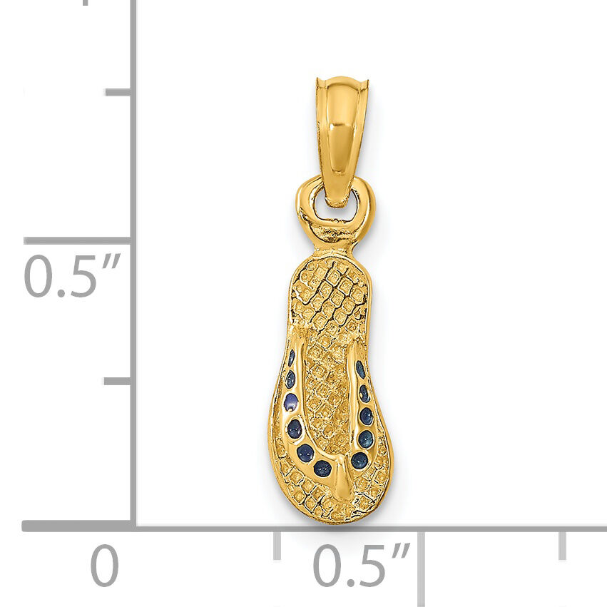14k  3D W/ Blue Enamel Single Flip-Flop Charm-K6672
