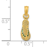 14k  3D W/ Green Enamel Single Flip-Flop Pendant-K6673