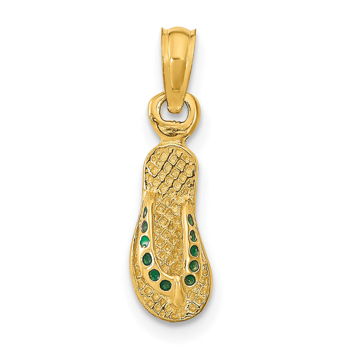14k  3D W/ Green Enamel Single Flip-Flop Pendant-K6673