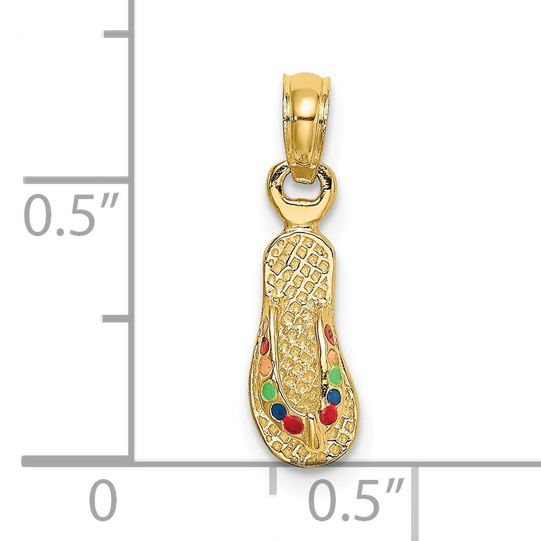 14k  3D W/ Multi-Color Enamel Single Flip-Flop Charm-K6674
