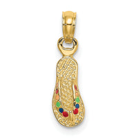 14k  3D W/ Multi-Color Enamel Single Flip-Flop Charm-K6674