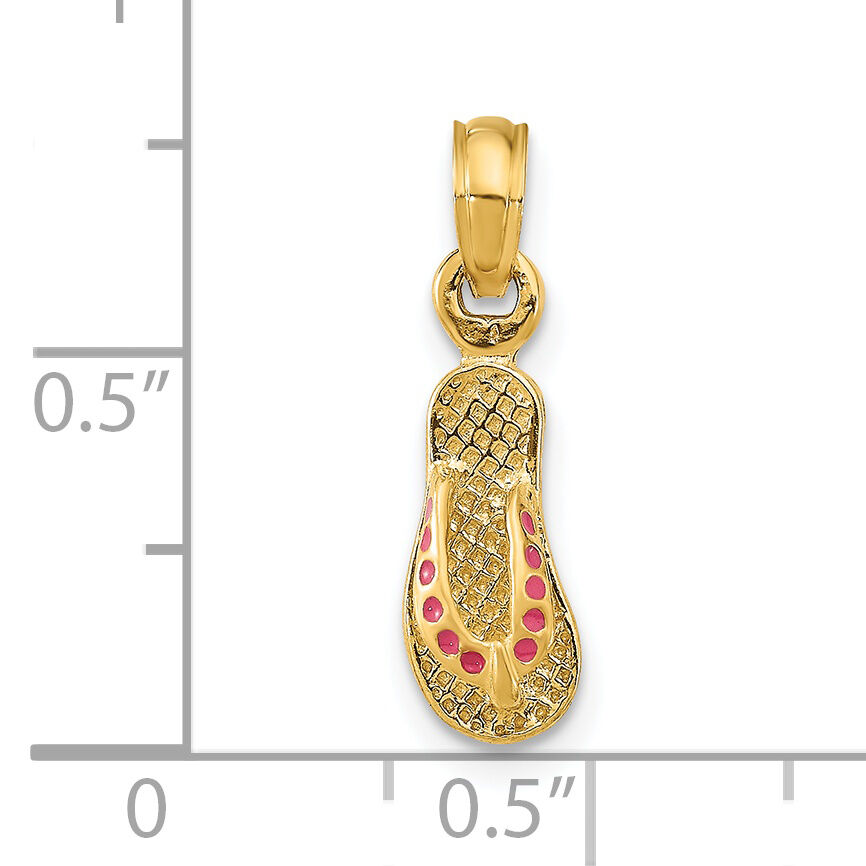 14k  3D W/ Pink Enamel Single Flip-Flop Charm-K6675