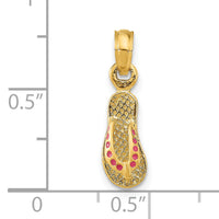 14k  3D W/ Pink Enamel Single Flip-Flop Charm-K6675