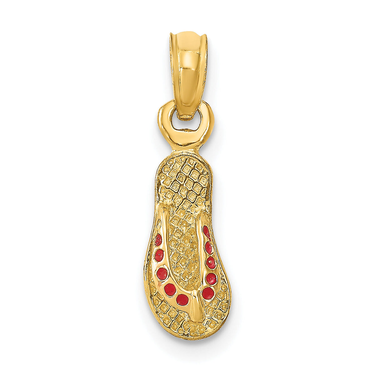 14k  3D W/ Red Enamel Single Flip-Flop Charm-K6676
