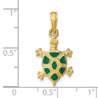 14K with Green Enamel Land Turtle Charm-K6684