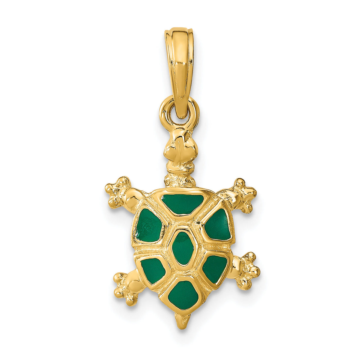 14K with Green Enamel Land Turtle Charm-K6684