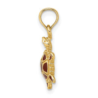 14K  3D Brown Enamel Tortoise Charm-K6685