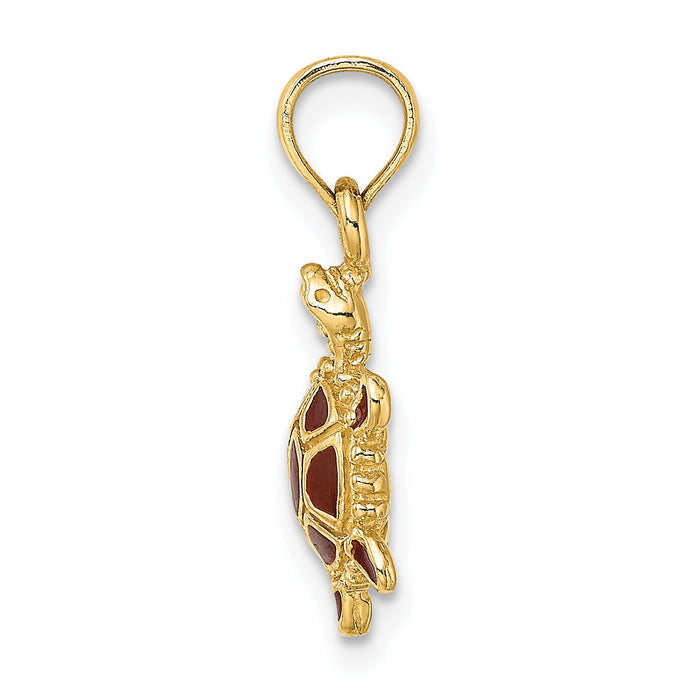 14K  3D Brown Enamel Tortoise Charm-K6685