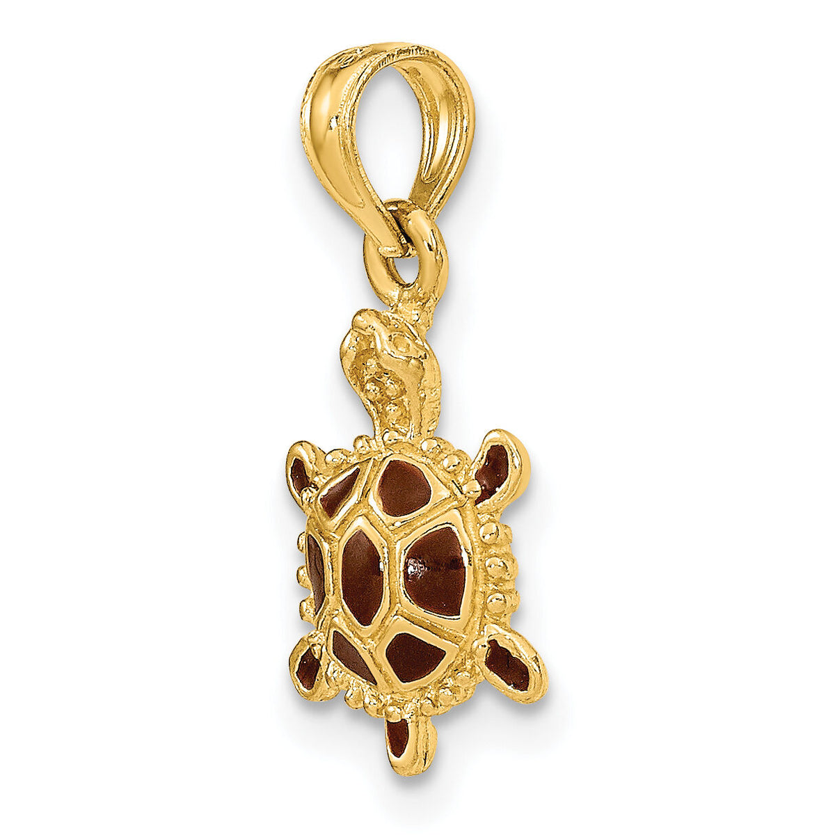 14K  3D Brown Enamel Tortoise Charm-K6685