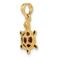 14K  3D Brown Enamel Tortoise Charm-K6685