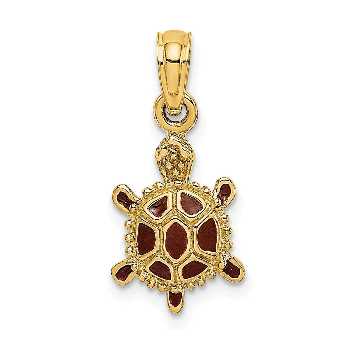 14K  3D Brown Enamel Tortoise Charm-K6685