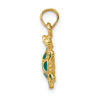 14K Green Enamel 3-D Land Turtle Charm-K6686
