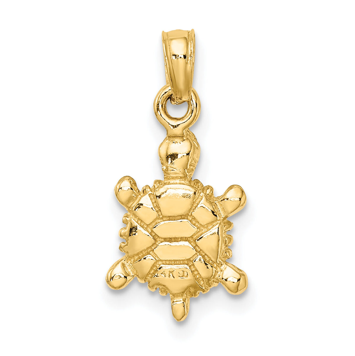 14K Green Enamel 3-D Land Turtle Charm-K6686