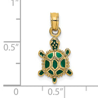 14K Green Enamel 3-D Land Turtle Charm-K6686