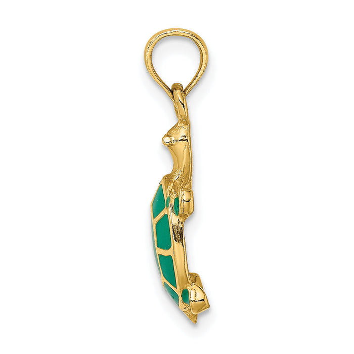 14K Green Enamel Tortoise Charm-K6688