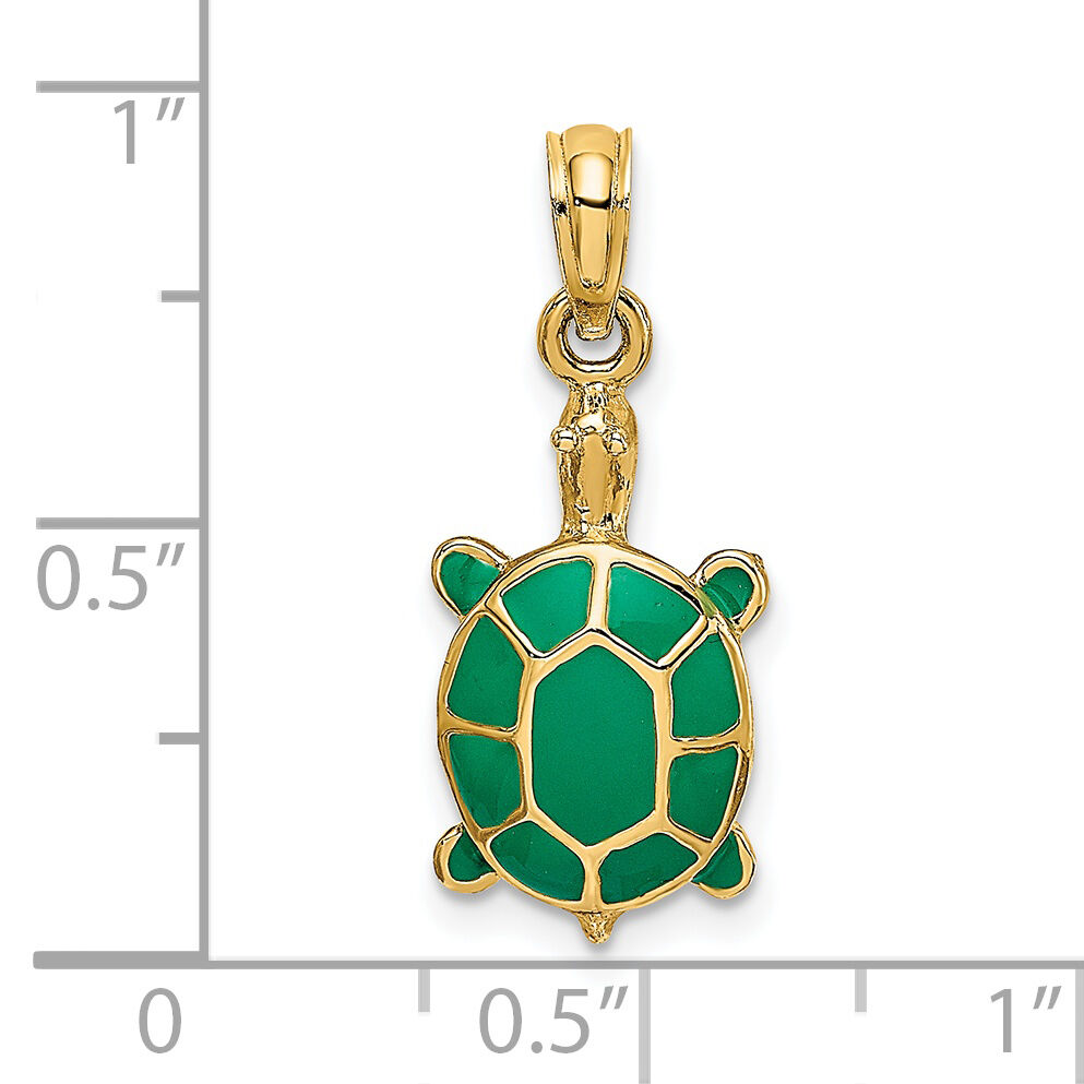 14K Green Enamel Tortoise Charm-K6688