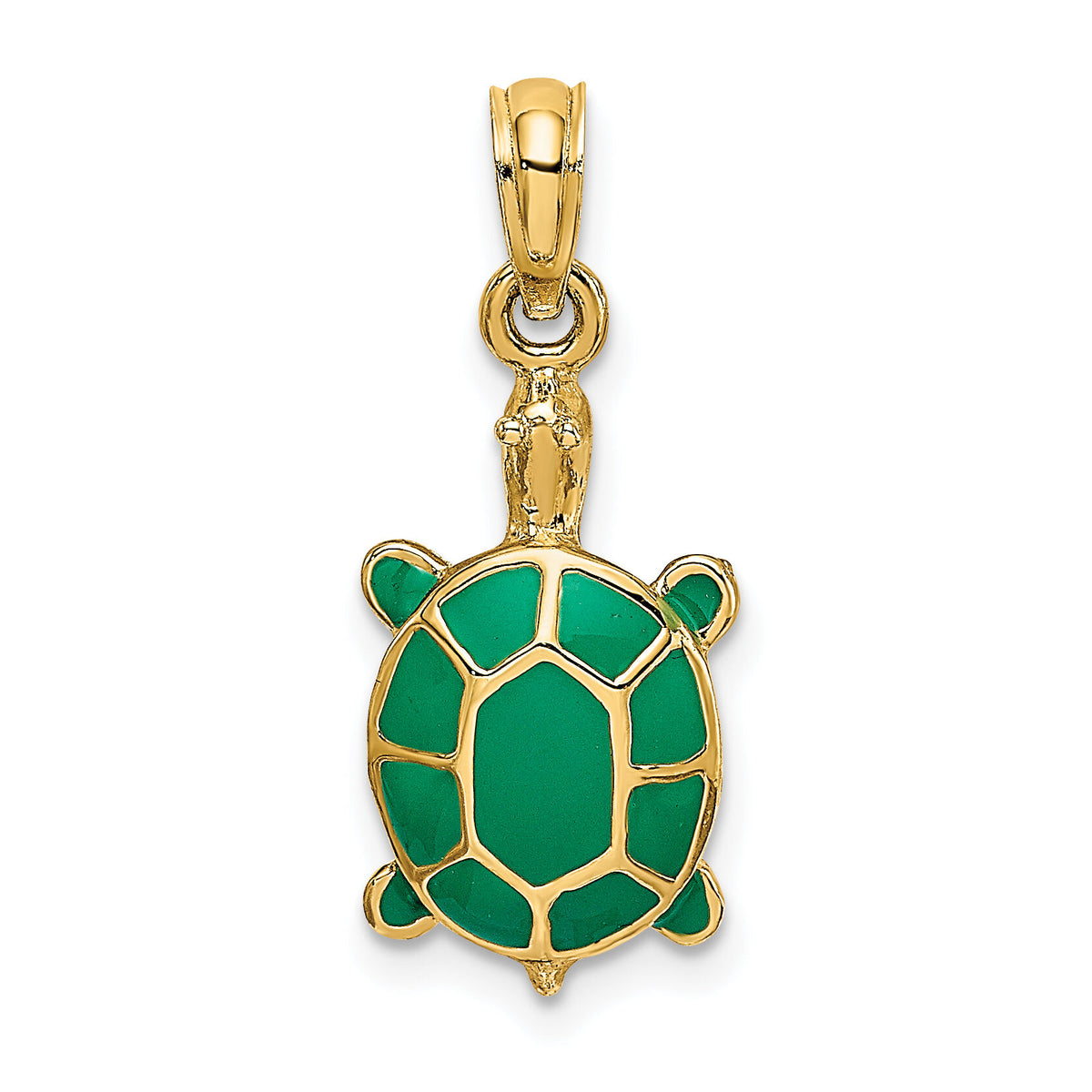 14K Green Enamel Tortoise Charm-K6688