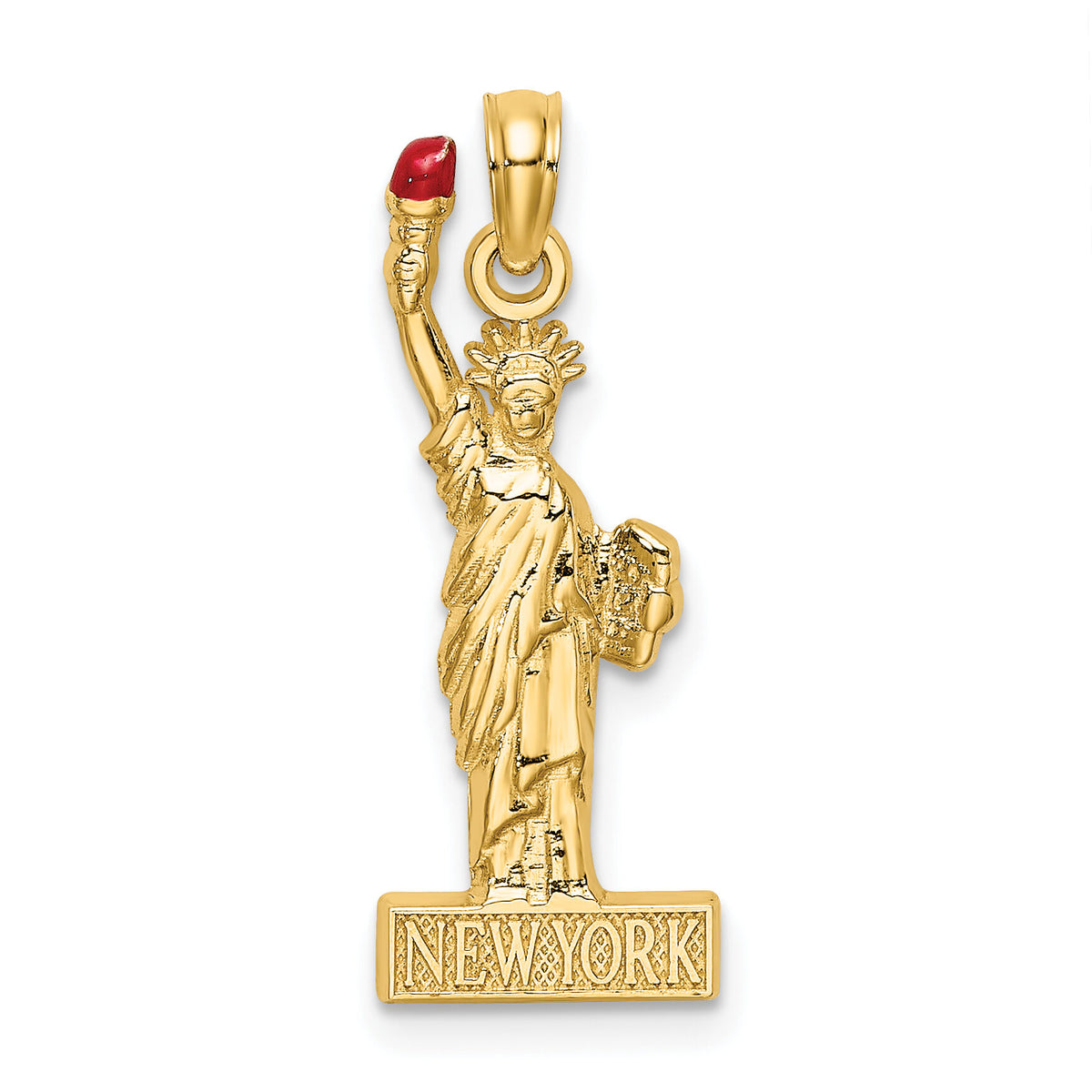 14K w/ Enamel Flame Statue Of Liberty NEW YORK Charm-K6690