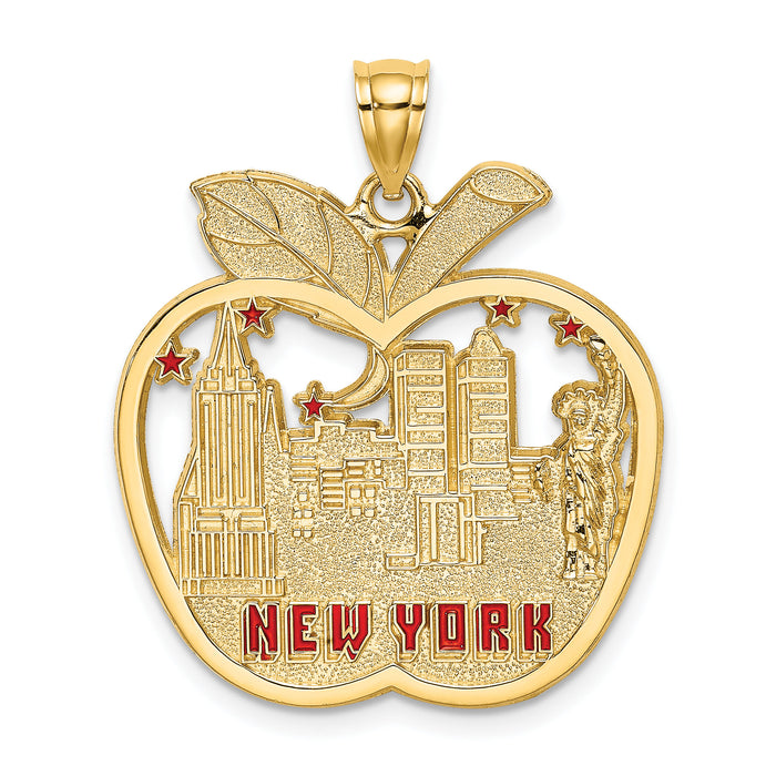 14K Red Enamel NEW YORK Apple w/NY Skyline Charm-K6695
