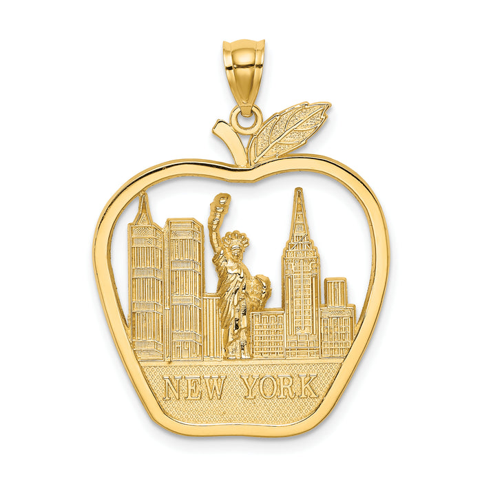 14K NEW YORK Apple w/New York Skyline and Statue of Liberty Charm-K6696