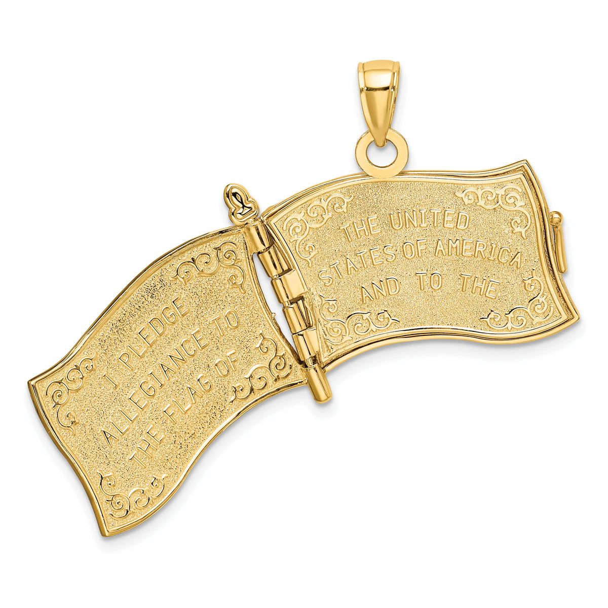 14K w/ Enamel 3-D Pledge Of Allegiance Flag Book Charm-K6697