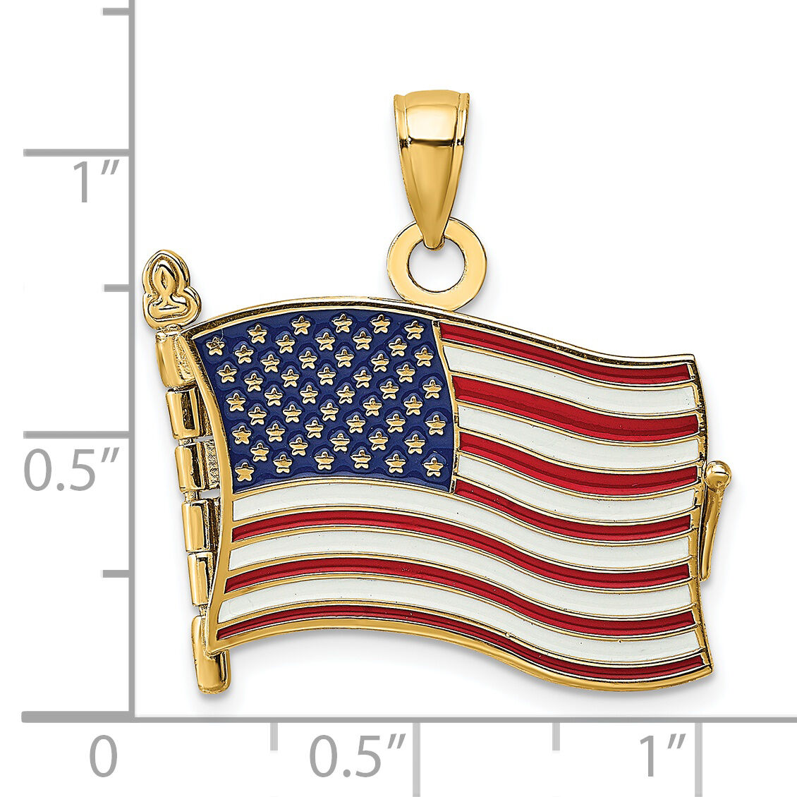 14K w/ Enamel 3-D Pledge Of Allegiance Flag Book Charm-K6697