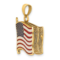 14K w/ Enamel 3-D Pledge Of Allegiance Flag Book Charm-K6697