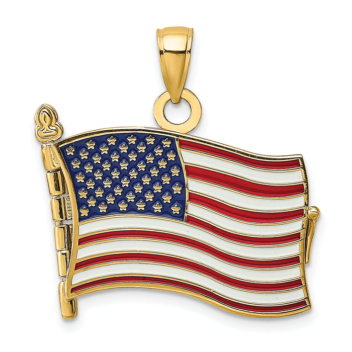14K w/ Enamel 3-D Pledge Of Allegiance Flag Book Charm-K6697